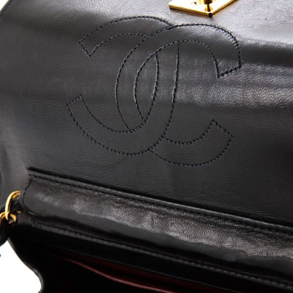 Chanel Vintage Full Flap Bag Quilted Lambskin Mini Black - Picture 8 of 10